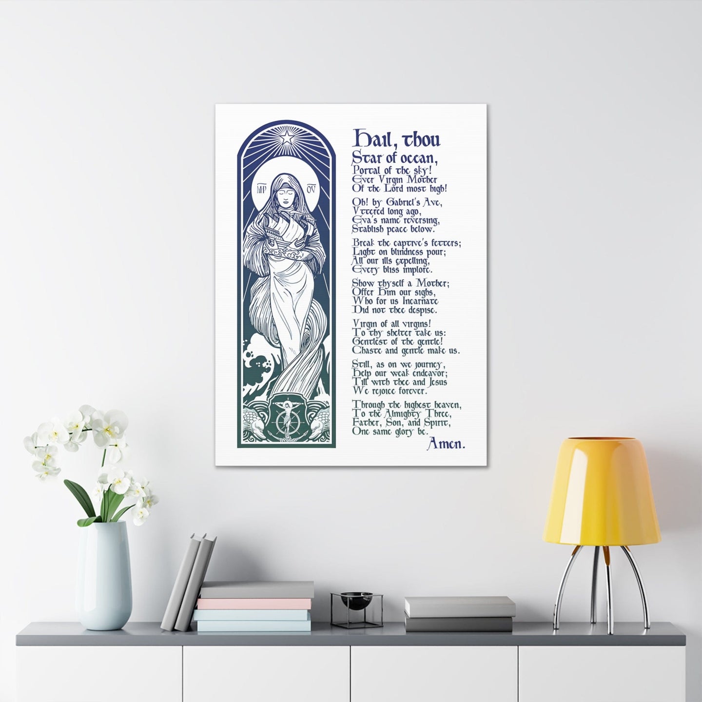 Stella Maris With Prayer Premium Canvas Wall Print